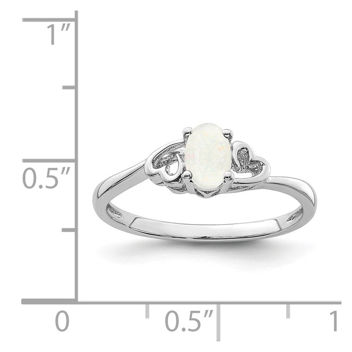 925 Sterling Silver Rhodium-plated Created Opal Ring, Size: 5