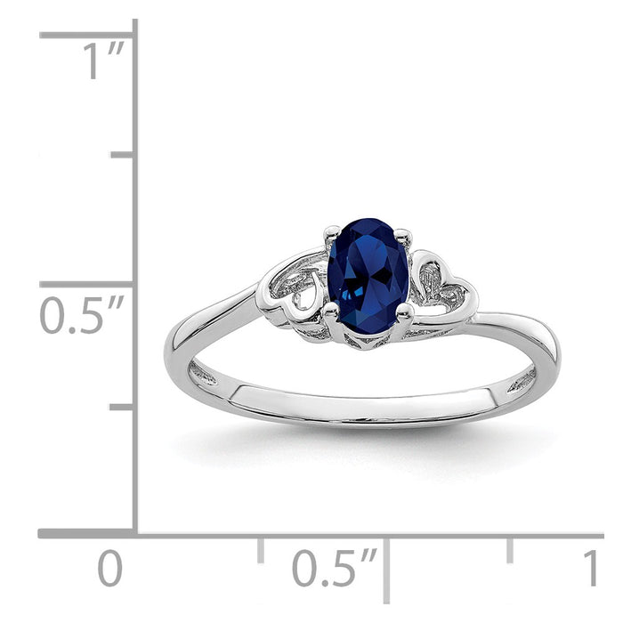 925 Sterling Silver Rhodium-plated Created Sapphire Ring, Size: 6