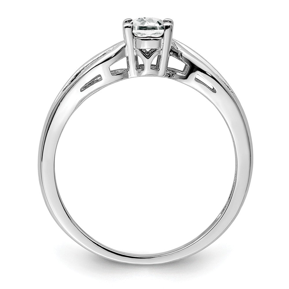 925 Sterling Silver Rhodium-plated White Topaz Ring, Size: 5