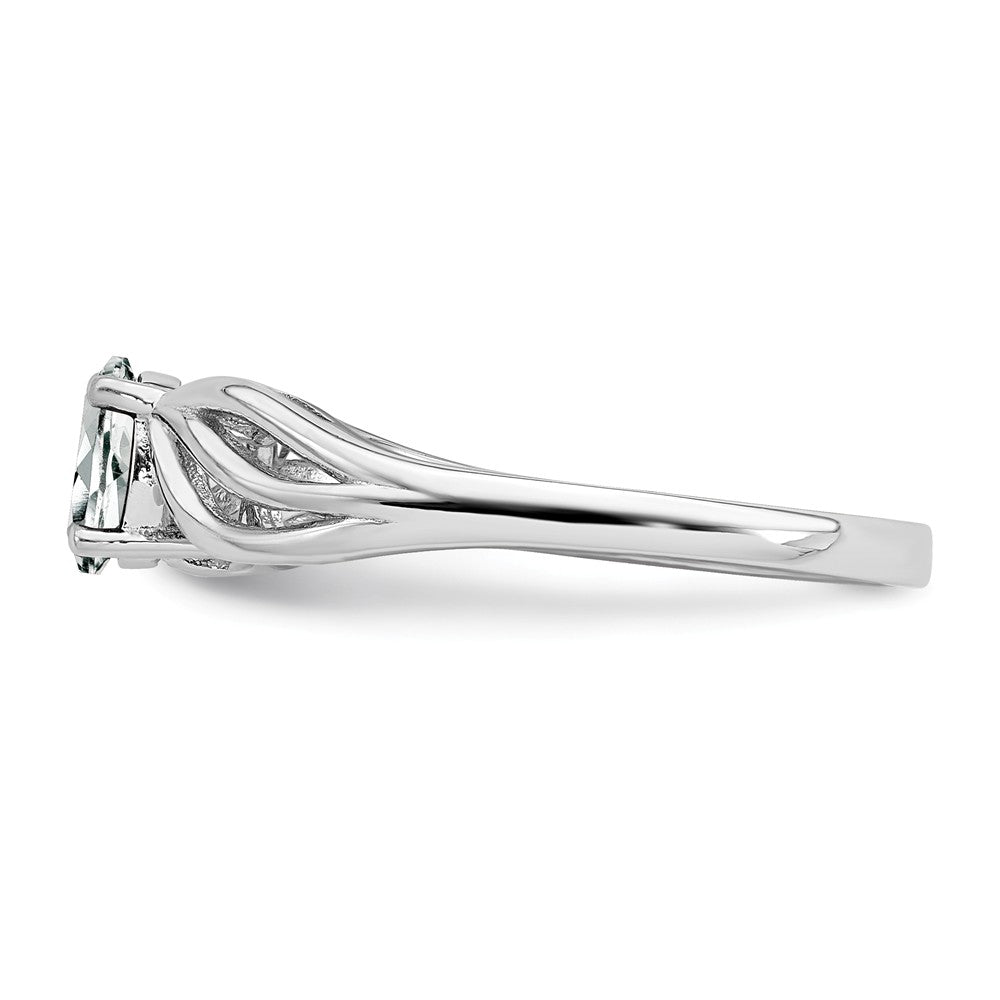 925 Sterling Silver Rhodium-plated White Topaz Ring, Size: 5