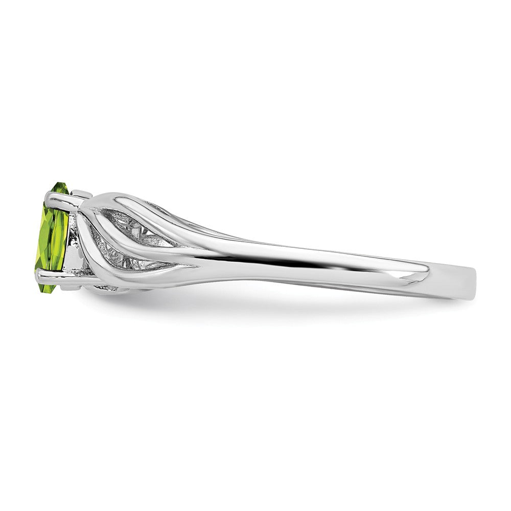 925 Sterling Silver Rhodium-plated Peridot Ring, Size: 8