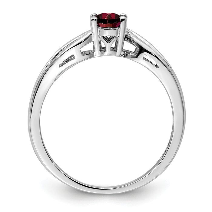 925 Sterling Silver Rhodium-plated Garnet Ring, Size: 10