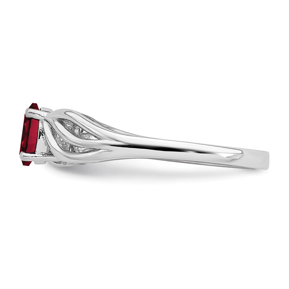 925 Sterling Silver Rhodium-plated Created Ruby Ring, Size: 10