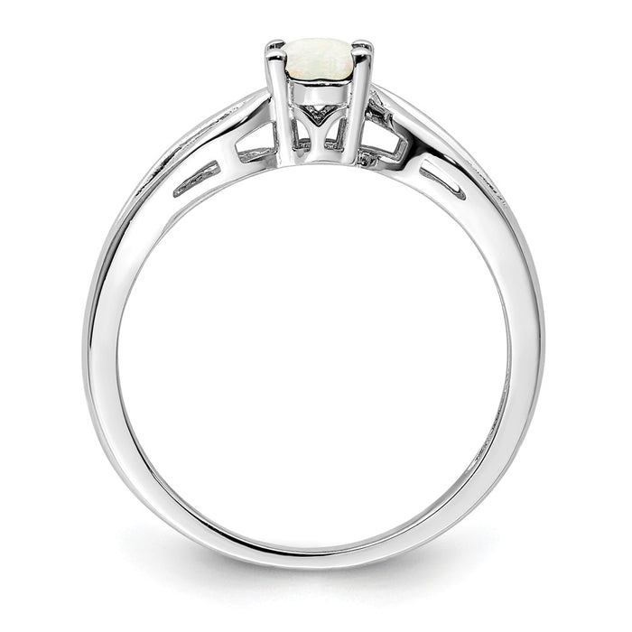 925 Sterling Silver Rhodium-plated Created Opal Ring, Size: 7