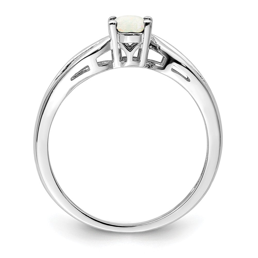 925 Sterling Silver Rhodium-plated Created Opal Ring, Size: 8