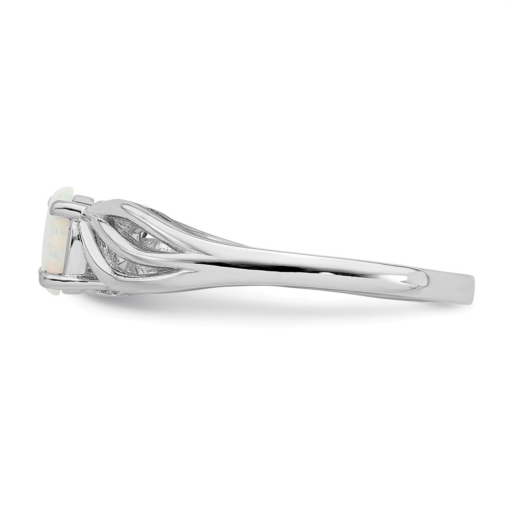 925 Sterling Silver Rhodium-plated Created Opal Ring, Size: 8