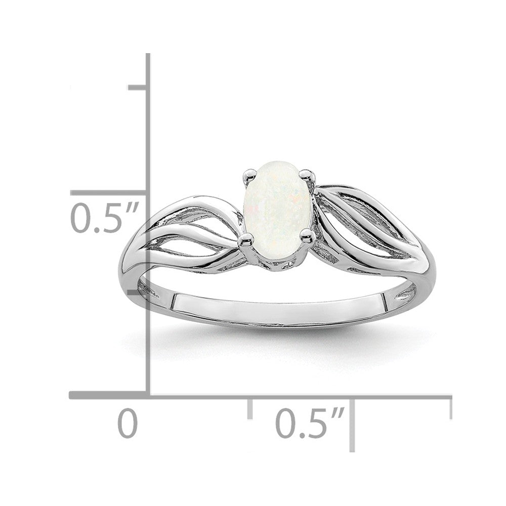 925 Sterling Silver Rhodium-plated Created Opal Ring, Size: 8