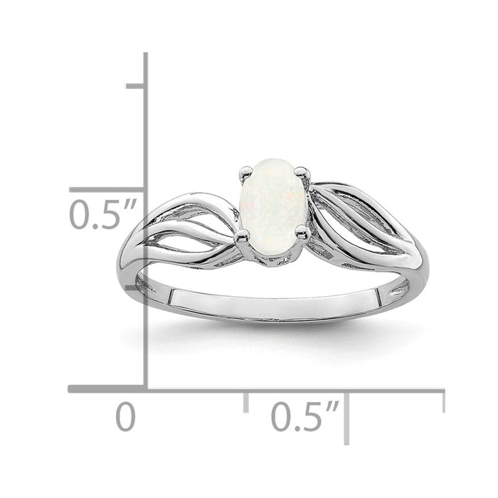 925 Sterling Silver Rhodium-plated Created Opal Ring, Size: 10