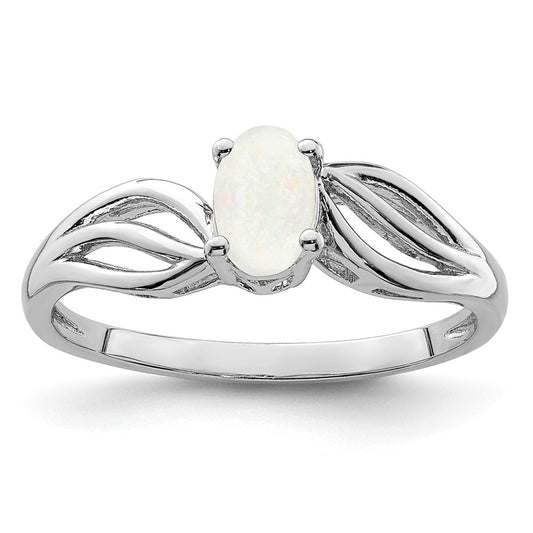 925 Sterling Silver Rhodium-plated Created Opal Ring, Size: 8
