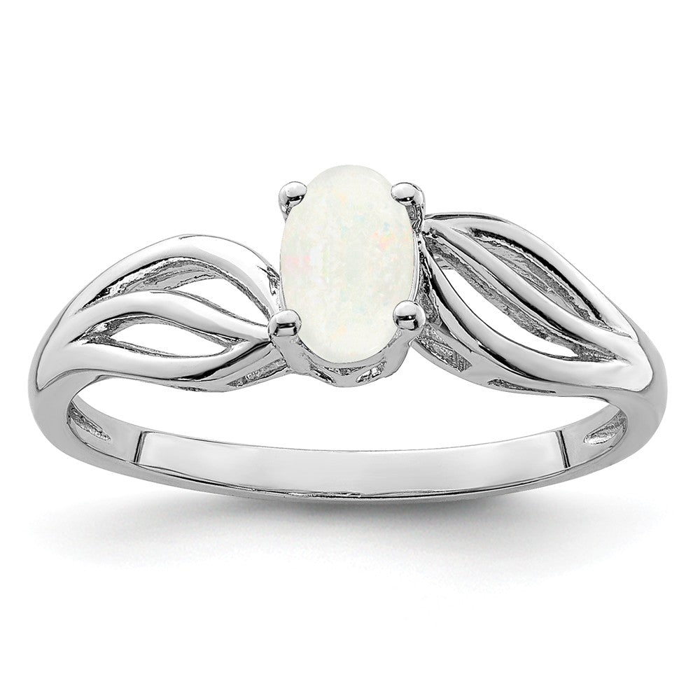 925 Sterling Silver Rhodium-plated Created Opal Ring, Size: 9