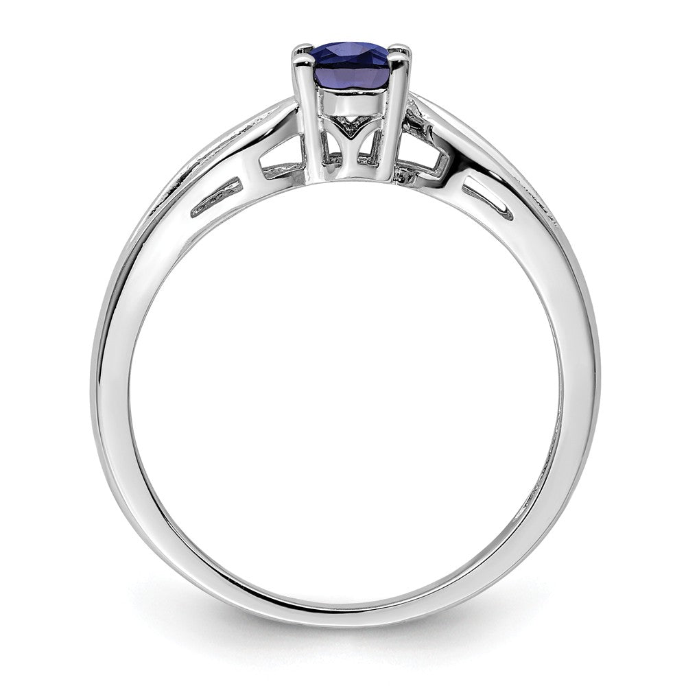 925 Sterling Silver Rhodium-plated Created Sapphire Ring, Size: 8