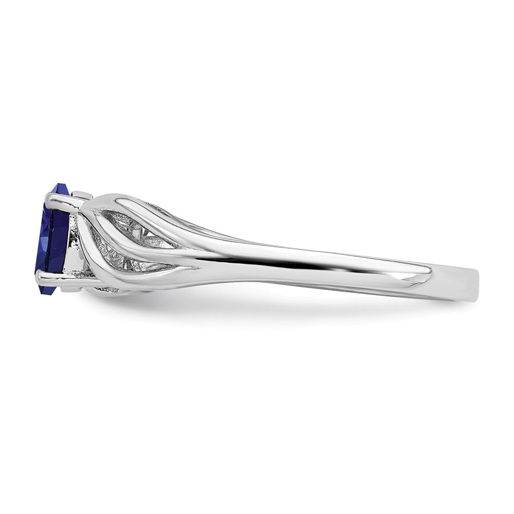 925 Sterling Silver Rhodium-plated Created Sapphire Ring, Size: 10