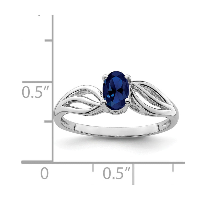 925 Sterling Silver Rhodium-plated Created Sapphire Ring, Size: 5