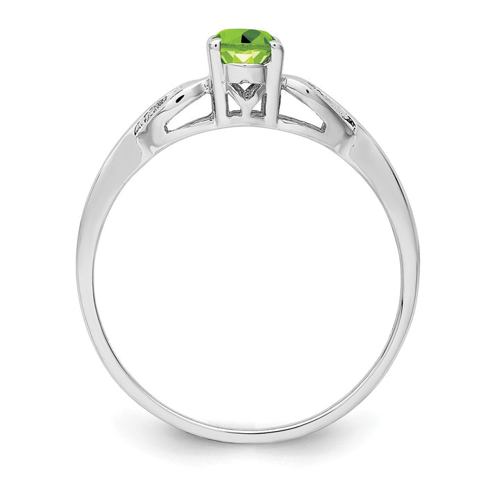 925 Sterling Silver Rhodium-plated Peridot Ring, Size: 9