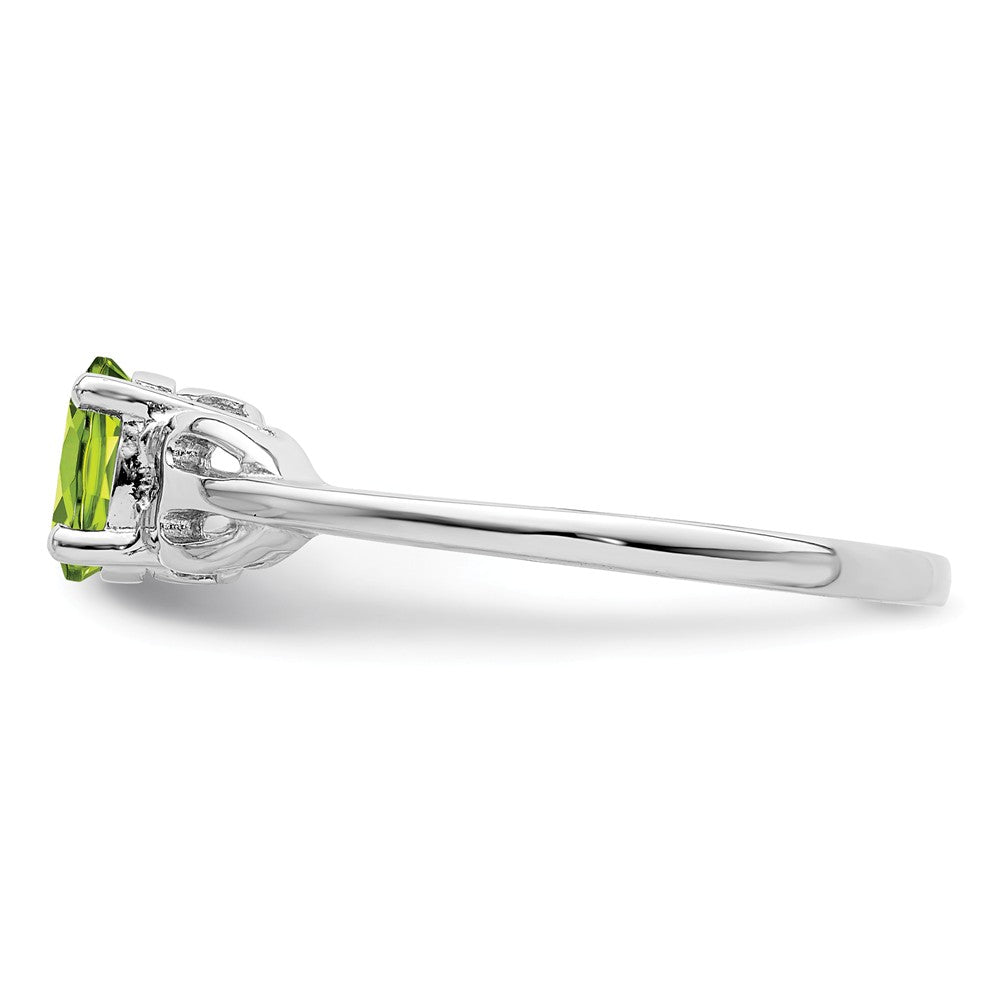 925 Sterling Silver Rhodium-plated Peridot Ring, Size: 8