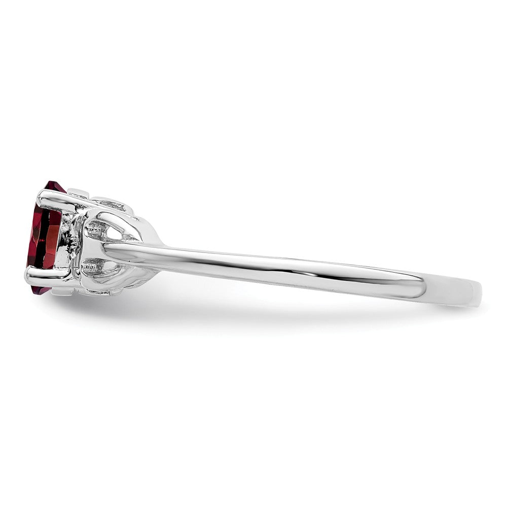 925 Sterling Silver Rhodium-plated Garnet Ring, Size: 8