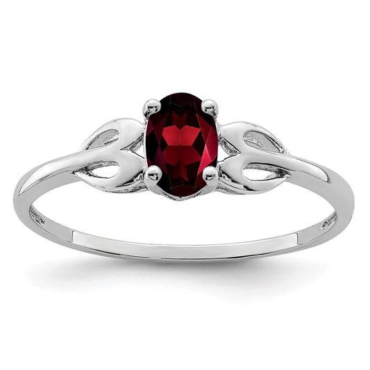 925 Sterling Silver Rhodium-plated Garnet Ring, Size: 8