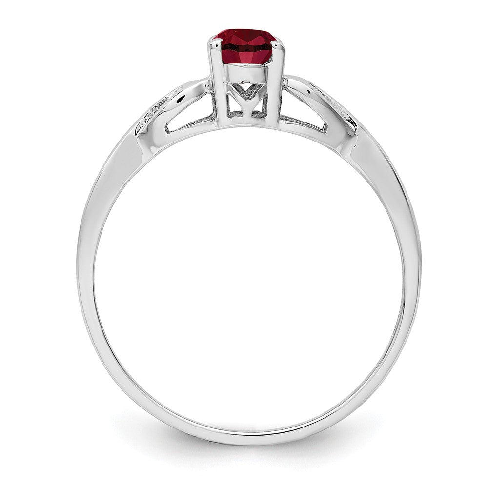 925 Sterling Silver Rhodium-plated Created Ruby Ring, Size: 7