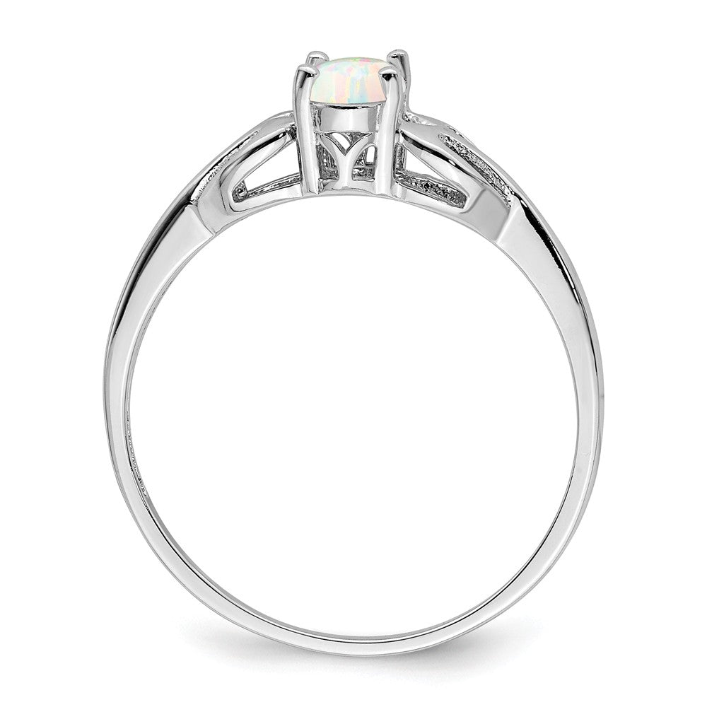 925 Sterling Silver Rhodium-plated Created Opal Ring, Size: 10