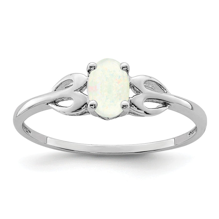 925 Sterling Silver Rhodium-plated Created Opal Ring, Size: 8