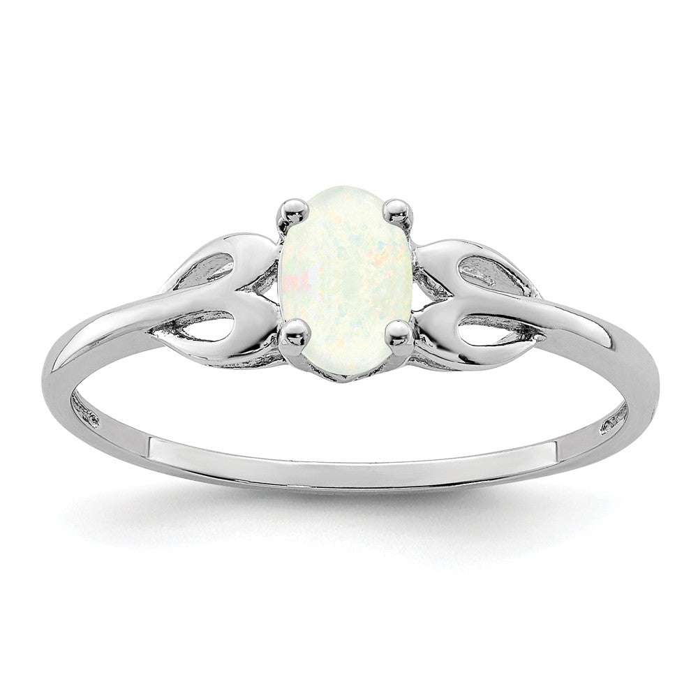 925 Sterling Silver Rhodium-plated Created Opal Ring, Size: 7