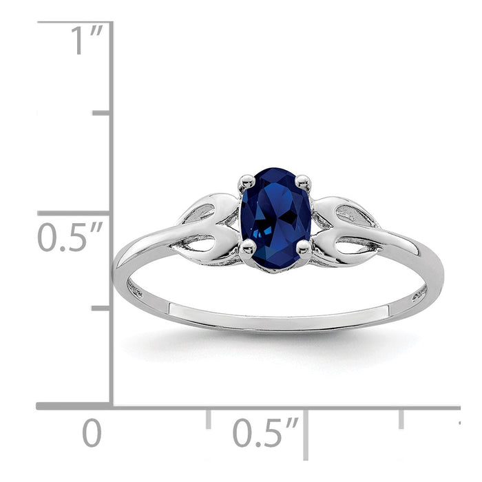 925 Sterling Silver Rhodium-plated Created Sapphire Ring, Size: 7