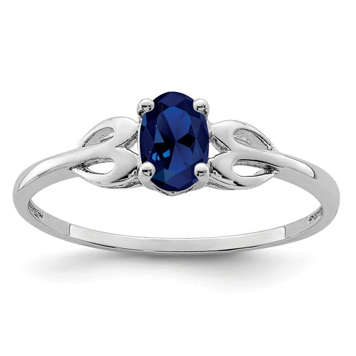925 Sterling Silver Rhodium-plated Created Sapphire Ring, Size: 5