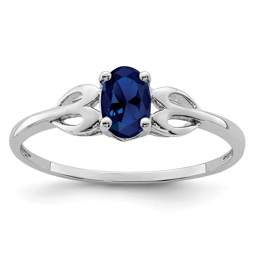 925 Sterling Silver Rhodium-plated Created Sapphire Ring, Size: 9