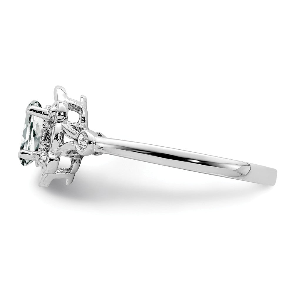 925 Sterling Silver Rhodium-plated White Topaz & Diamond Ring, Size: 10