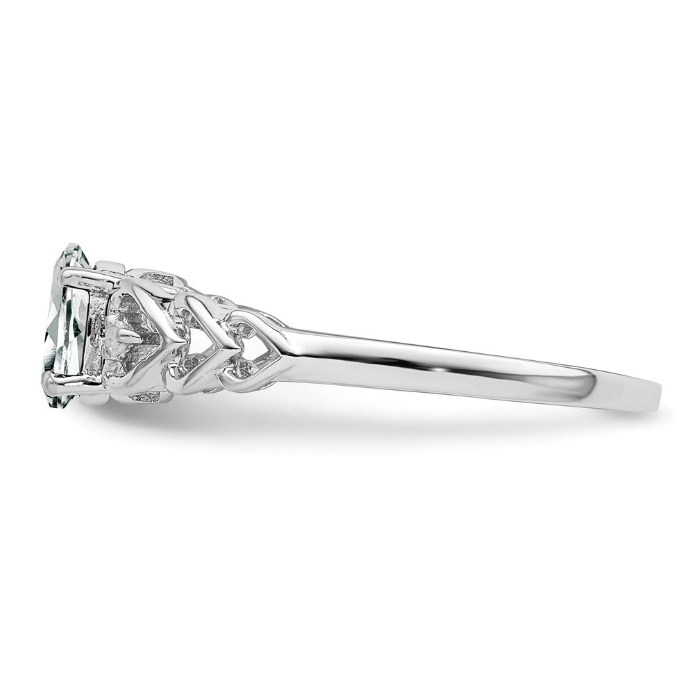 925 Sterling Silver Rhodium-plated White Topaz & Diamond Ring, Size: 8