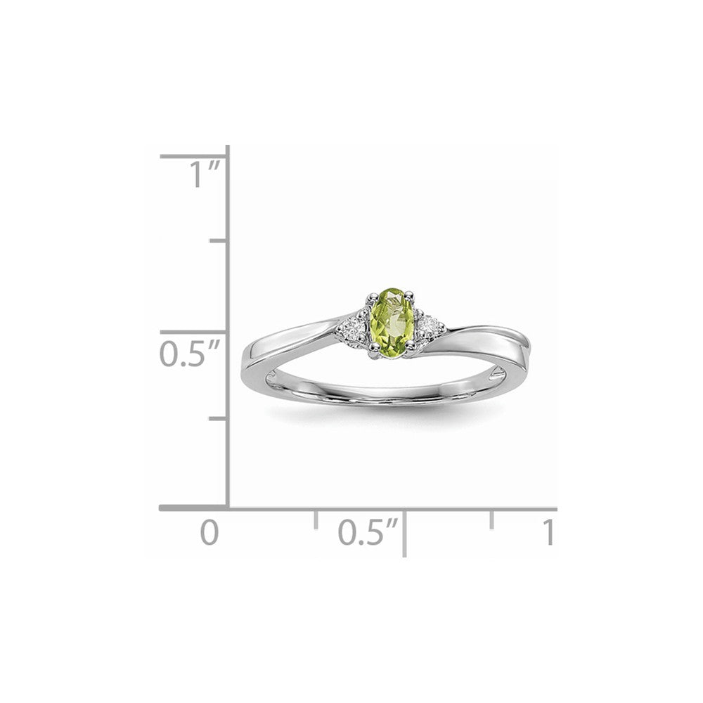 925 Sterling Silver Rhodium-plated Peridot Birthstone Ring, Size: 8