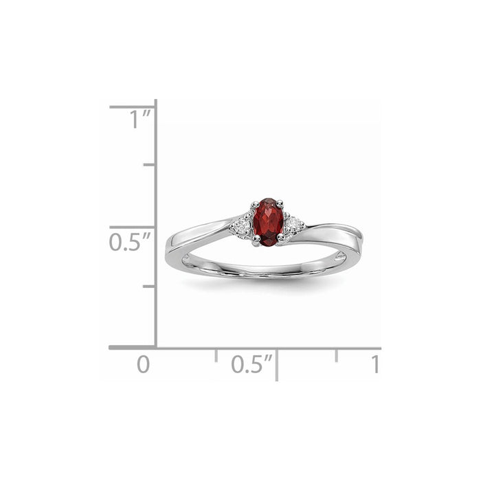 925 Sterling Silver Rhodium-plated Garnet Birthstone Ring, Size: 8