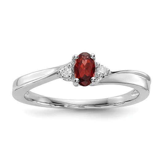 925 Sterling Silver Rhodium-plated Garnet Birthstone Ring, Size: 6