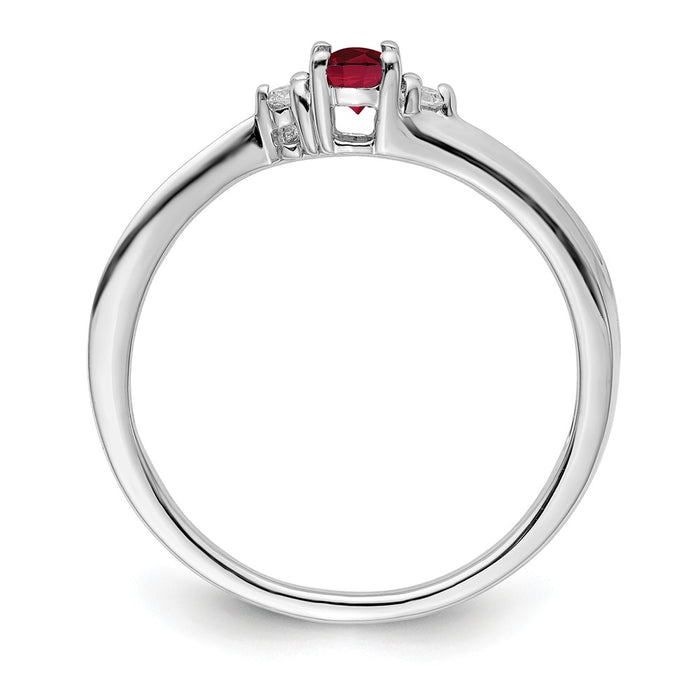 925 Sterling Silver Rhodium-plated Created Ruby Birthstone Ring, Size: 6