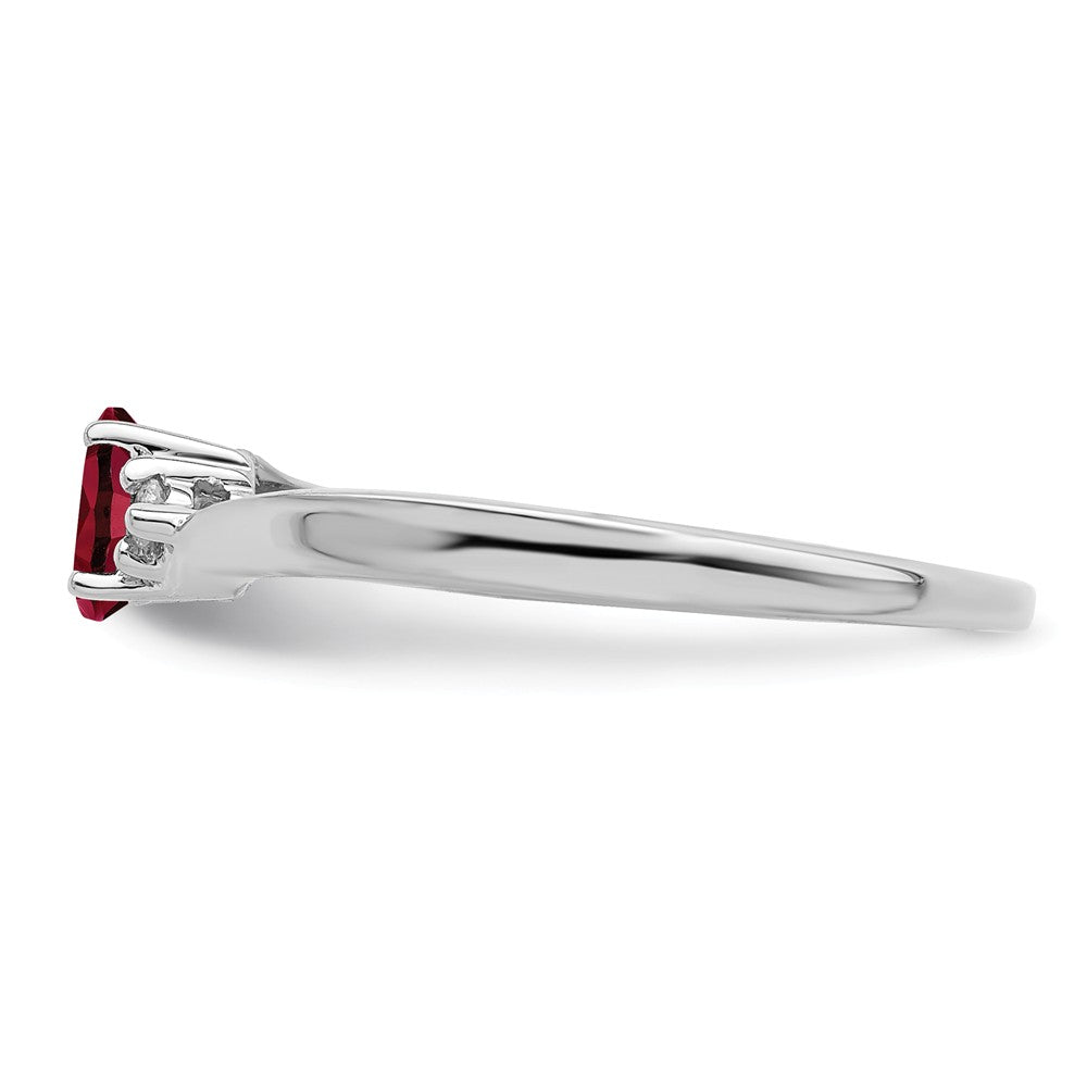925 Sterling Silver Rhodium-plated Created Ruby Birthstone Ring, Size: 7