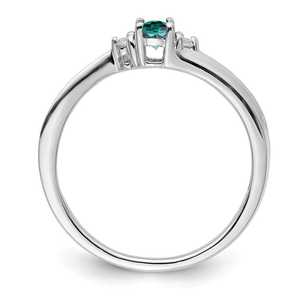 925 Sterling Silver Rhodium-plated Created Alexandrite Birthstone Ring, Size: 8