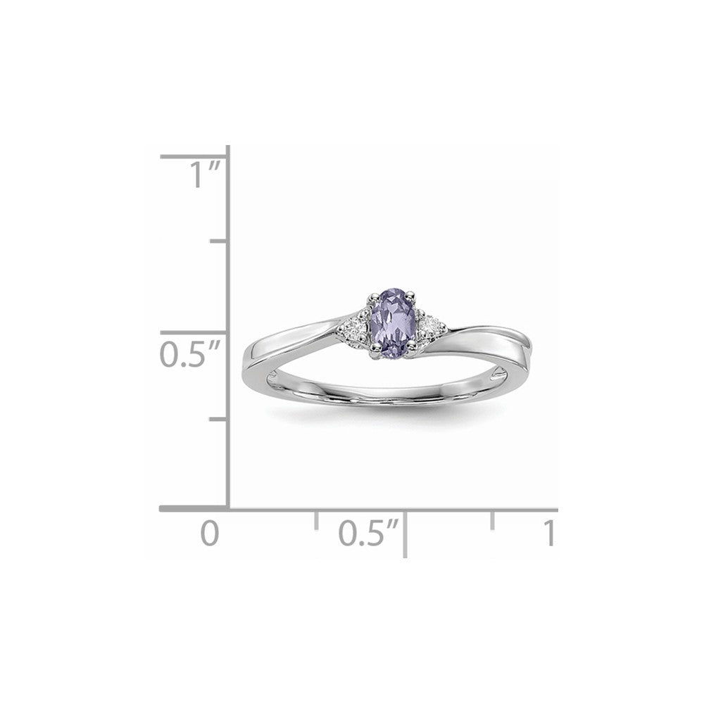 925 Sterling Silver Rhodium-plated Created Alexandrite Birthstone Ring, Size: 6