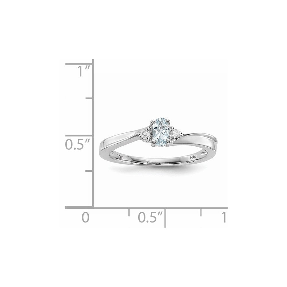 925 Sterling Silver Rhodium-plated Aquamarine Birthstone Ring, Size: 8