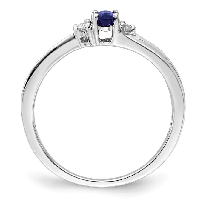 925 Sterling Silver Rhodium-plated Created Blue Sapphire Birthstone Ring, Size: 7