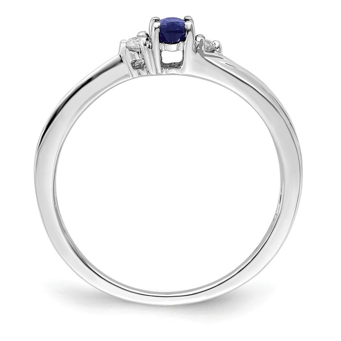 925 Sterling Silver Rhodium-plated Created Blue Sapphire Birthstone Ring, Size: 8