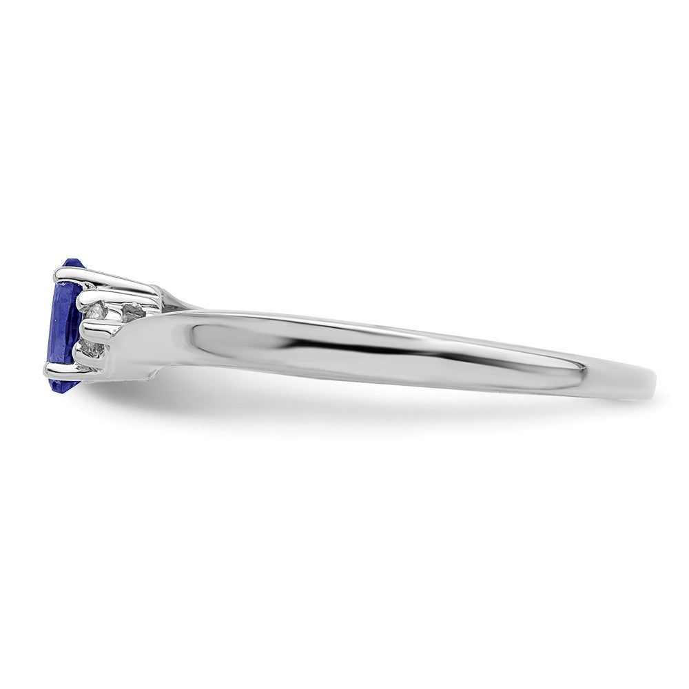 925 Sterling Silver Rhodium-plated Created Blue Sapphire Birthstone Ring, Size: 8