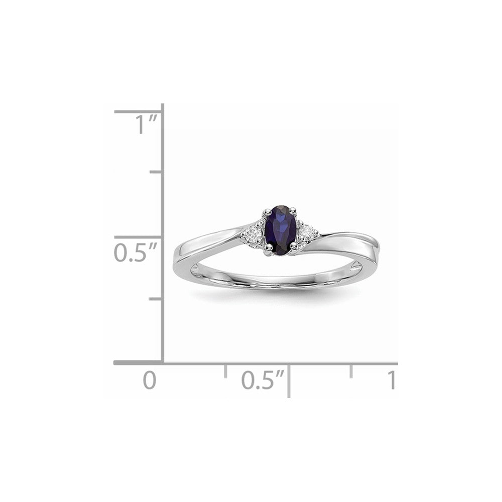 925 Sterling Silver Rhodium-plated Created Blue Sapphire Birthstone Ring, Size: 7