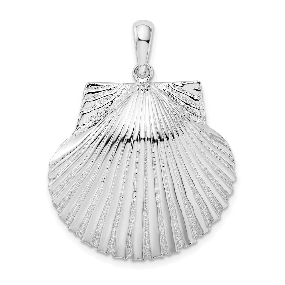 Million Charms 925 Sterling Silver Nautical Sea Life  Charm Pendant, Large Scallop Shell Pendant, Large Textured