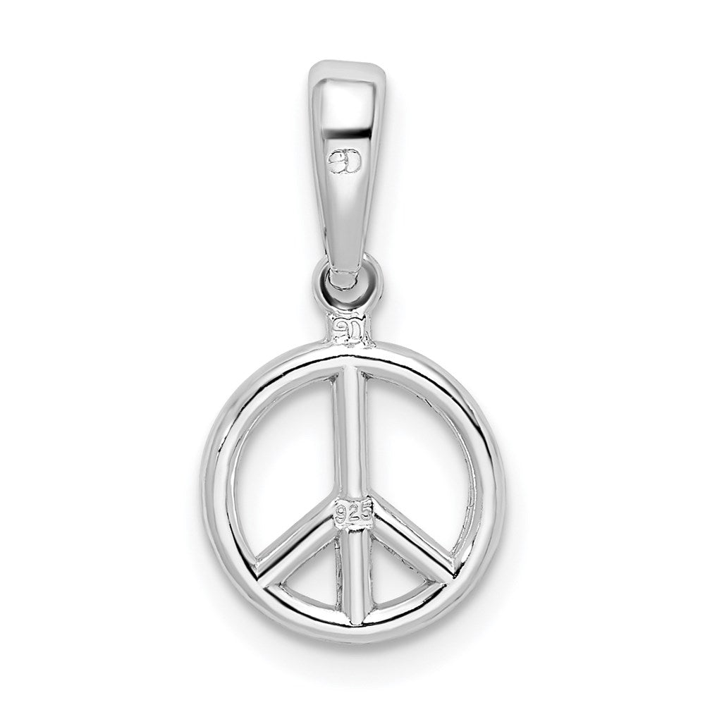 Million Charms 925 Sterling Silver Charm Pendant, Small 3-D Peace Symbol High Polish
