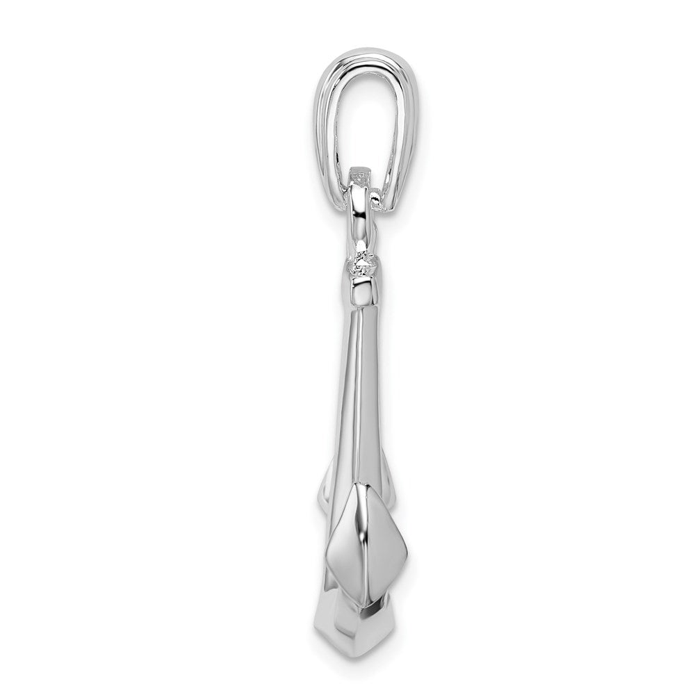 Million Charms 925 Sterling Silver Nautical  Charm Pendant, 3-D Anchor, High Polish