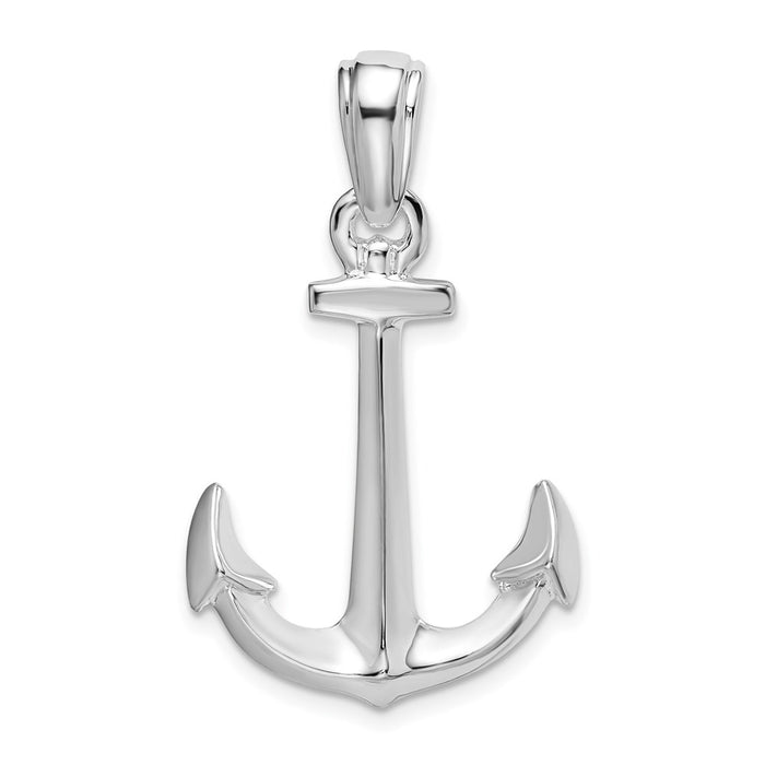 Million Charms 925 Sterling Silver Nautical  Charm Pendant, 3-D Anchor, High Polish