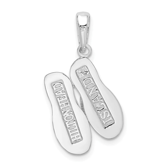 Million Charms 925 Sterling Silver Travel Charm Pendant, Hilton Head Island High Polish Double Flip-Flop, Large