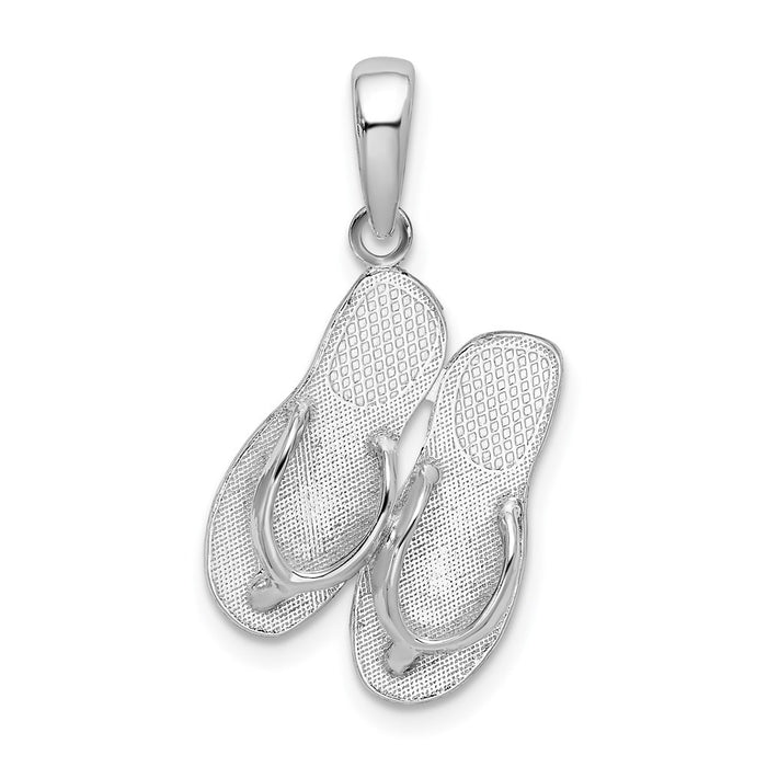 Million Charms 925 Sterling Silver Travel Charm Pendant, Hilton Head Island High Polish Double Flip-Flop, Large