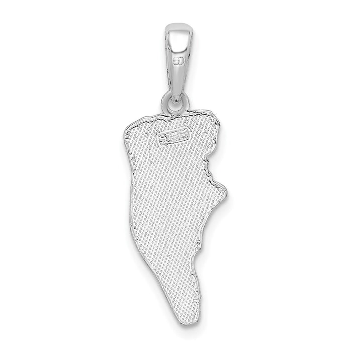 Million Charms 925 Sterling Silver Travel Charm Pendant, Small Hilton Head Map, Textured