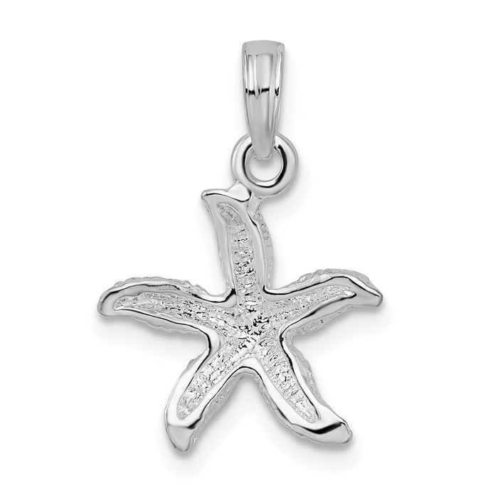 Million Charms 925 Sterling Silver Sea Life Nautical Charm Pendant, Starfish, Textured & High Polish Top